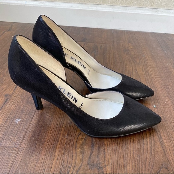 Anne Klein iflex Yolden Black Open Inner Side Pointy Toe Heels Pumps SZ 8 - Picture 2 of 14